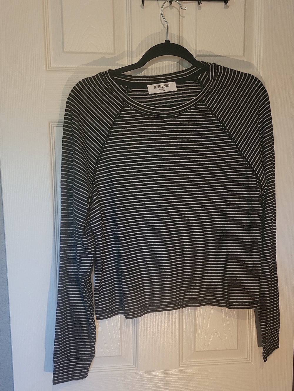 Double Zero Black and White Striped Crewneck Sweater